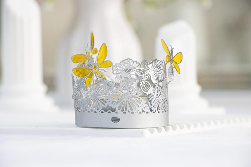 Golden Butterfly and Floral Cutout LED Candle