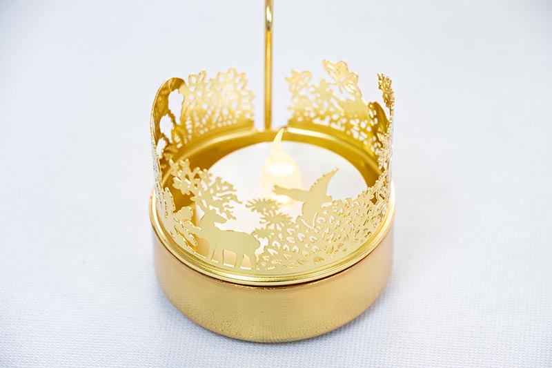 Golden Metal Christmas-Themed Spinning LED Candle