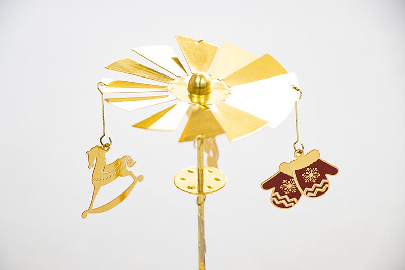 Golden Metal Christmas-Themed Spinning LED Candle