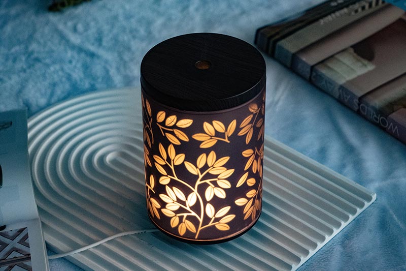 Electric Aroma Diffuser with Warm Yellow Leaf LED Light & Mist