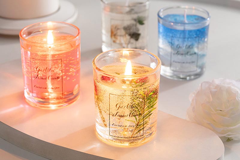 Real Flower Jelly Wax Scented Candle for Home Decor