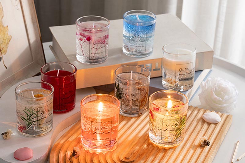 Real Flower Jelly Wax Scented Candle for Home Decor