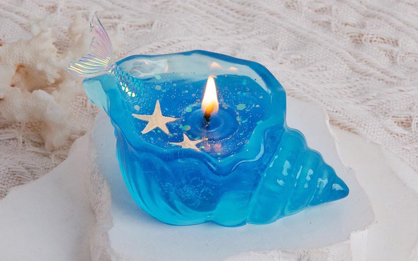 Ocean Blue Conch Scented Candle &ndash; Coastal Breeze Vibes