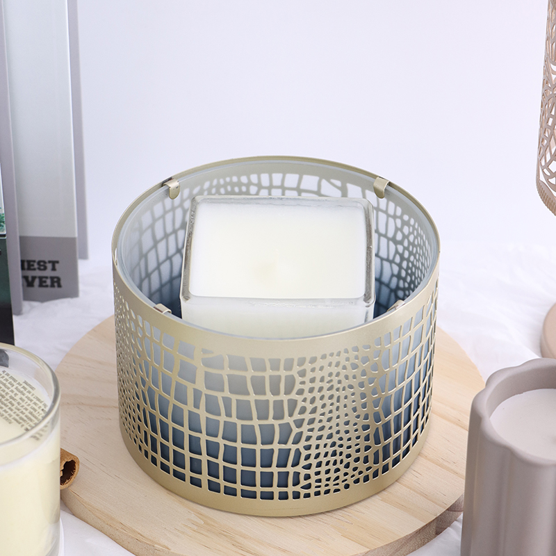 Textured Candle Holder with Elegant Blue Finish