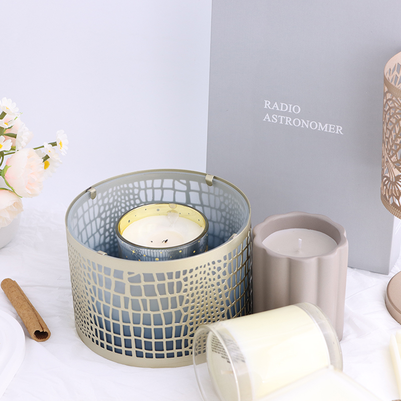 Textured Candle Holder with Elegant Blue Finish