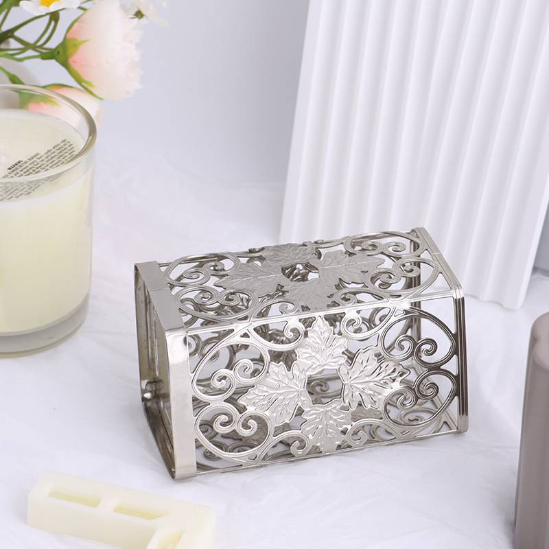 Silver Carved Metal Candle Holder for Home Decor